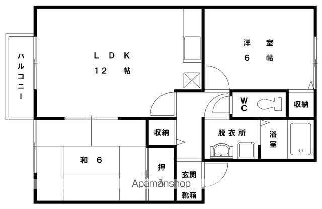 リヴィエール志免(2LDK/2階)の間取り写真