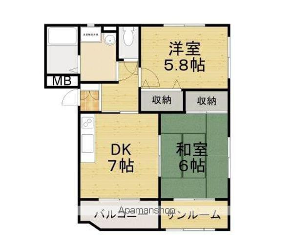 シャトレーグレース(2DK/3階)の間取り写真