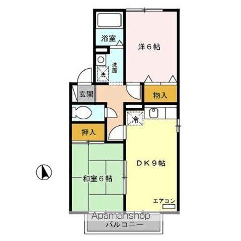 ツインコート A・B(2DK/1階)の間取り写真