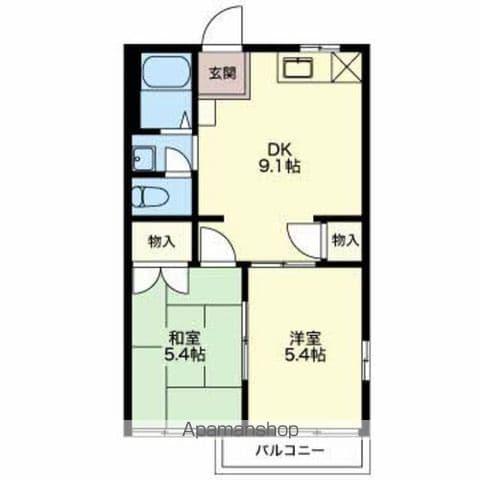 メゾン.ド.シュー(2DK/2階)の間取り写真