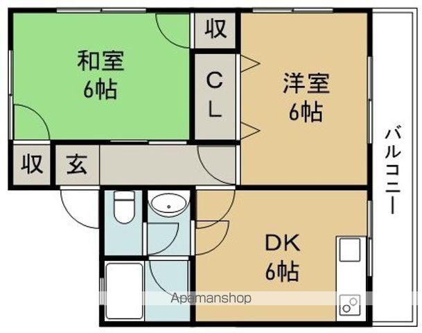 河原ハイツ(2DK/1階)の間取り写真