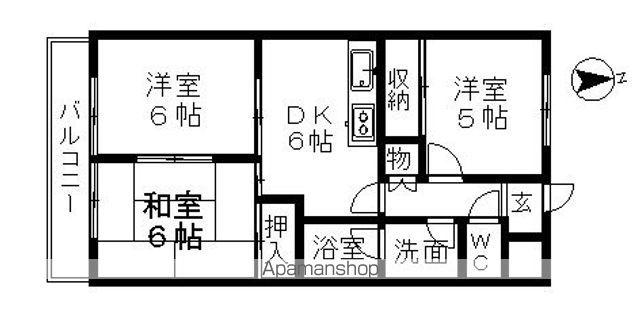 イエローハウス栄(3DK/3階)の間取り写真