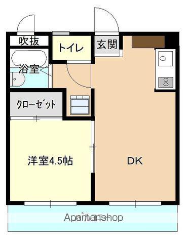 メゾンブルーネ(1DK/4階)の間取り写真