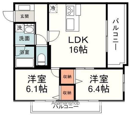 コンフォール木の下(2LDK/3階)の間取り写真