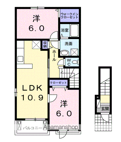 コンフォールⅡ(2LDK/2階)の間取り写真