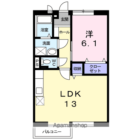 グランディール乙戸南(2DK/1階)の間取り写真