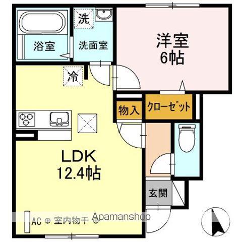 メゾン花見山Ⅱ(1LDK/1階)の間取り写真