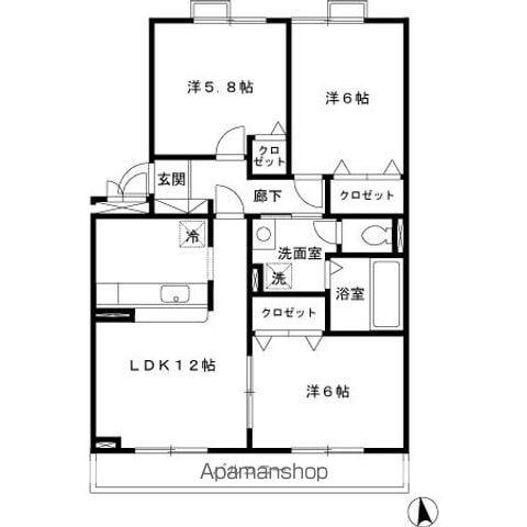 リ・ドーレF(3LDK/3階)の間取り写真