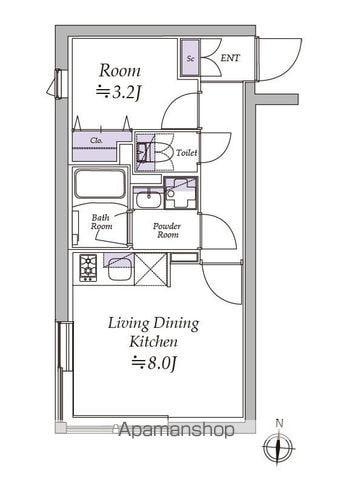アトリオフラッツ清澄白河(1LDK/4階)の間取り写真
