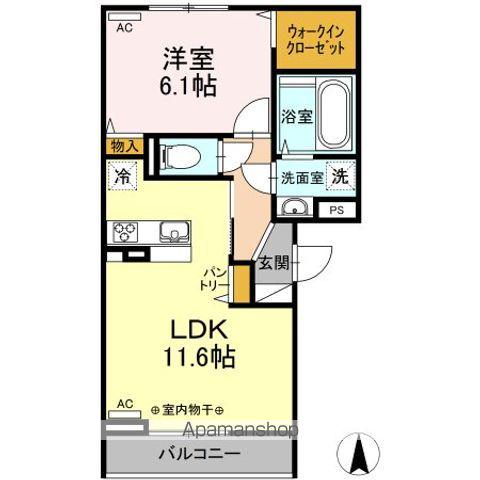 フルール・デ・シャン B(1LDK/3階)の間取り写真