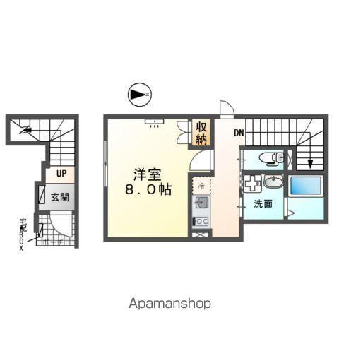 エミフル妙音(1K/2階)の間取り写真