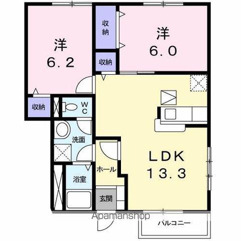 プティファミールC(2LDK/1階)の間取り写真
