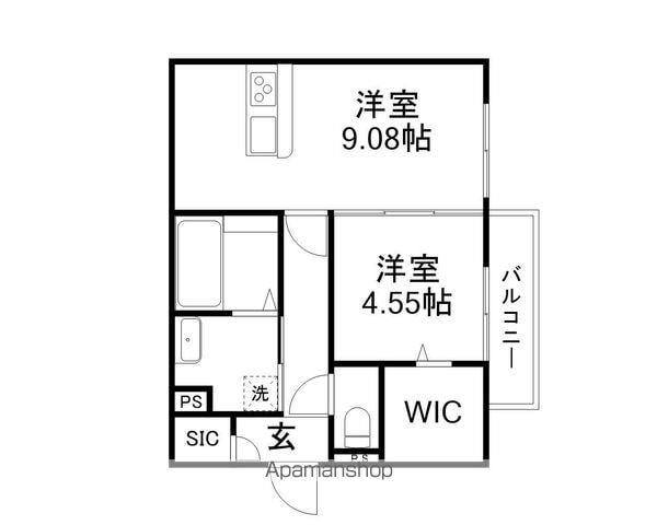 SURFINIA堅田(1LDK/2階)の間取り写真