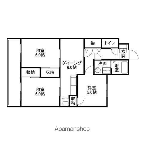 サンバード春日(3DK/3階)の間取り写真