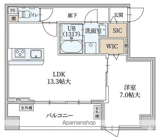 LE MOBI 天神橋(1LDK/3階)の間取り写真