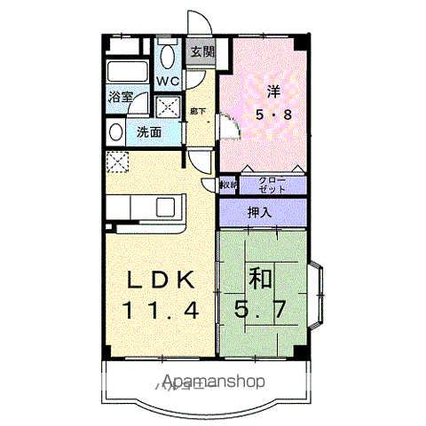 ピュアリー(2LDK/3階)の間取り写真