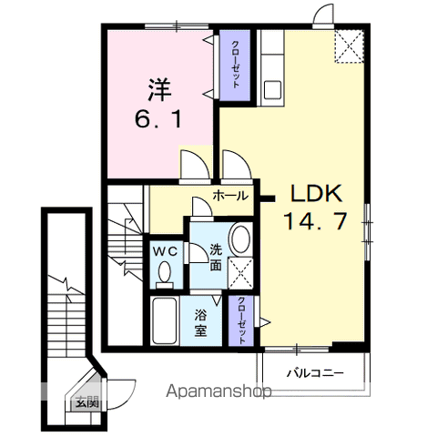 パルテールセゾンA(1LDK/2階)の間取り写真