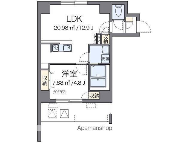 ヴィアロ千種スクエア(1LDK/5階)の間取り写真