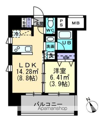 アルファレガロ福田町(1LDK/6階)の間取り写真