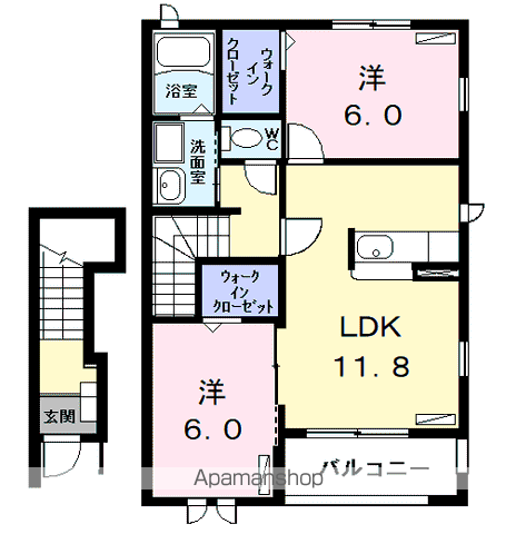 グラース(2LDK/2階)の間取り写真