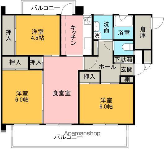 京都東山 409棟(3DK/4階)の間取り写真