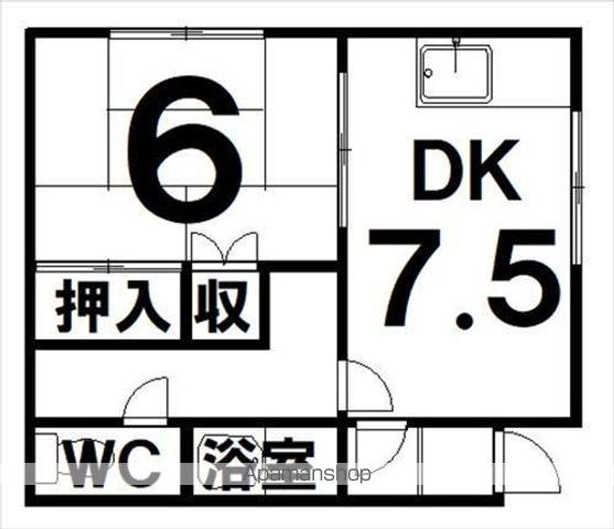 ハラマンション(1DK/1階)の間取り写真