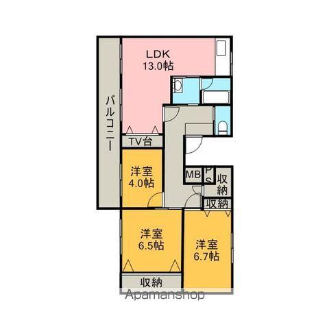 PEACE ROOM B(3LDK/1階)の間取り写真