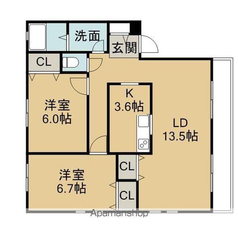 サンコスモ(2LDK/2階)の間取り写真