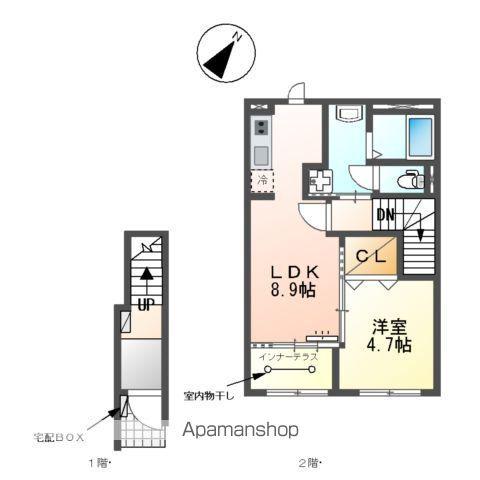 ラ・クレアージュ(1LDK/2階)の間取り写真