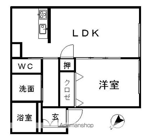 メゾンドE&K(1LDK/2階)の間取り写真