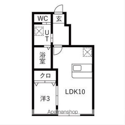 ほのむA棟(1LDK/1階)の間取り写真