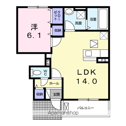 サンクチュアリKEG(1LDK/1階)の間取り写真