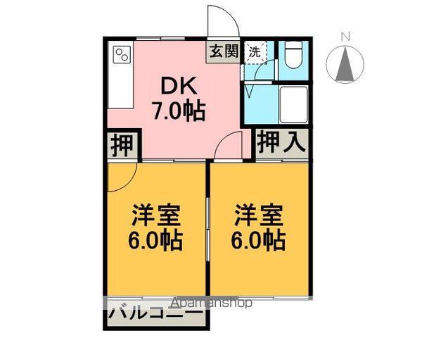 ハイツ向陽B(2DK/2階)の間取り写真