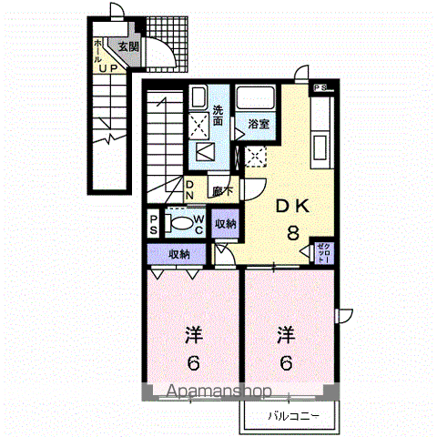 サンバティーク湊B(2DK/2階)の間取り写真