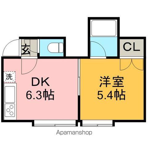 ラ・メゾン22(1DK/2階)の間取り写真