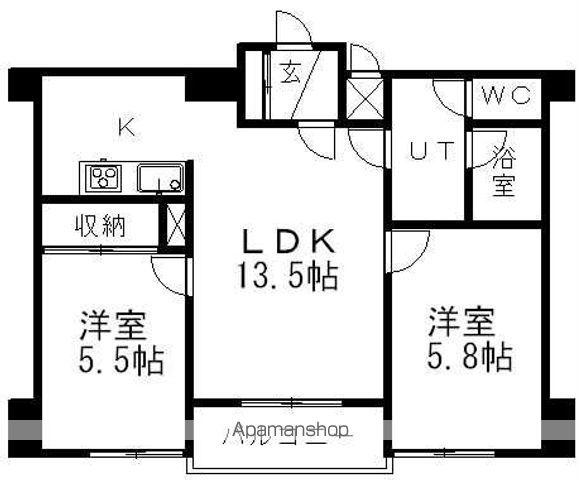 コートロティ石山(2LDK/1階)の間取り写真