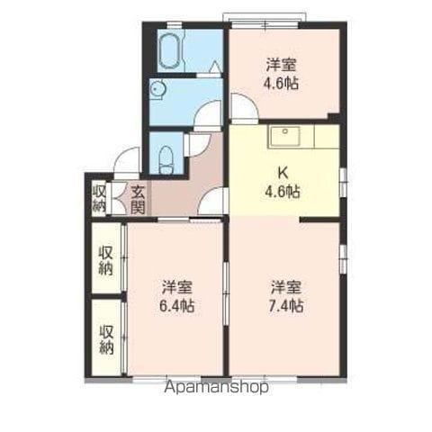 サンフィールA棟(2LDK/1階)の間取り写真