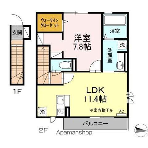 LIBERTYリバティ(1LDK/2階)の間取り写真