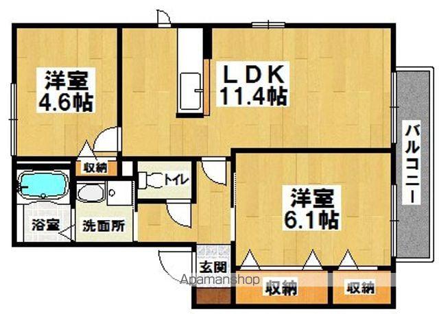 エスポワールC棟(2LDK/2階)の間取り写真
