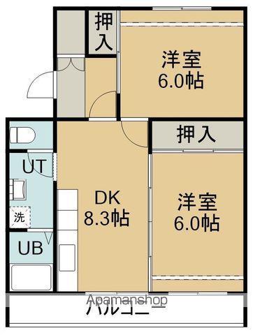 ヴィラナリー函館4号棟(2DK/5階)の間取り写真