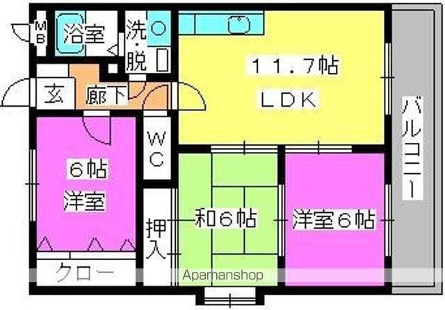 リバーサイド志免(3LDK/2階)の間取り写真