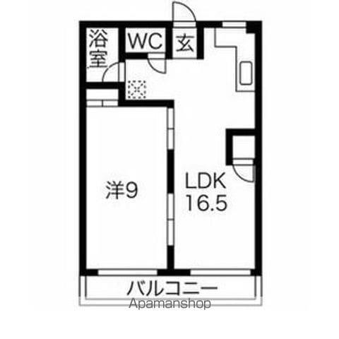 万長ビル(1LDK/5階)の間取り写真