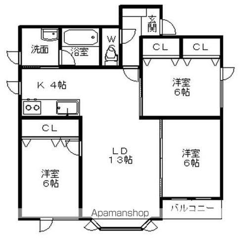 サンハイツ白樺(3LDK/1階)の間取り写真