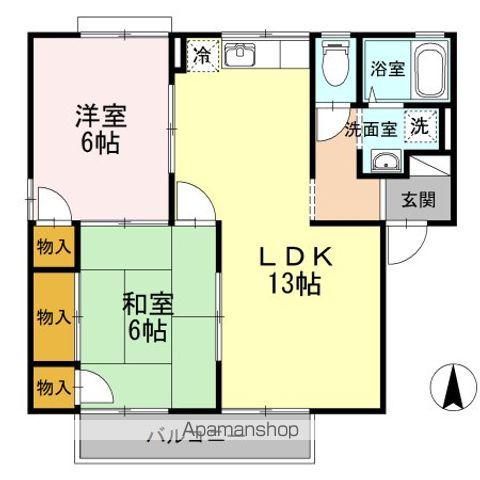 エスポワール34 C棟(2LDK/2階)の間取り写真