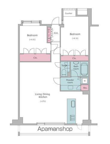 レジディア北新宿(2LDK/2階)の間取り写真