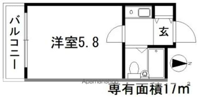 豊岡南フーガ(1K/4階)の間取り写真