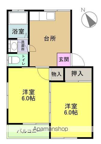 コーポマルタカⅠ(2K/1階)の間取り写真