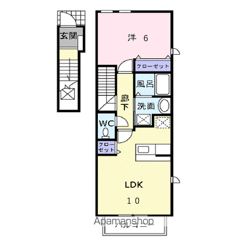 フェアリーガーデン(1LDK/2階)の間取り写真