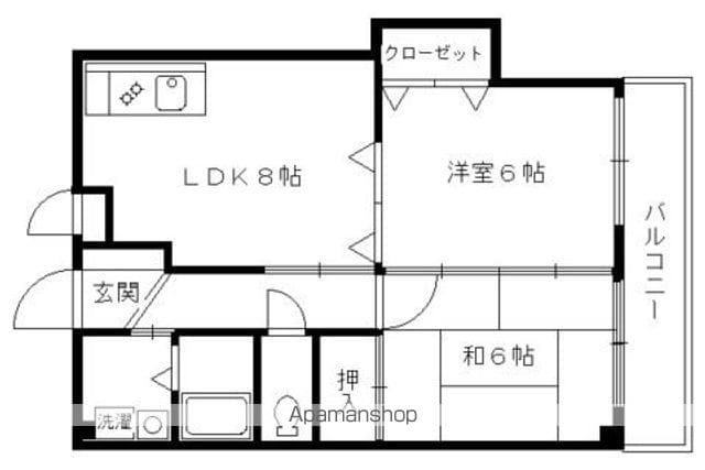 リベラシオン稲荷(2DK/3階)の間取り写真