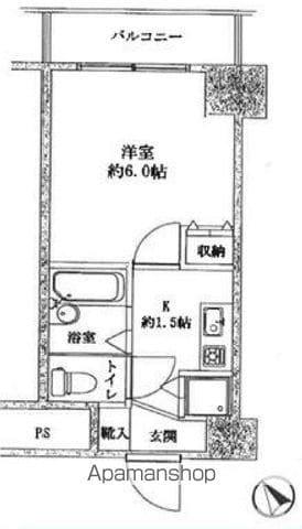 スカイコート三田慶大前(1K/8階)の間取り写真